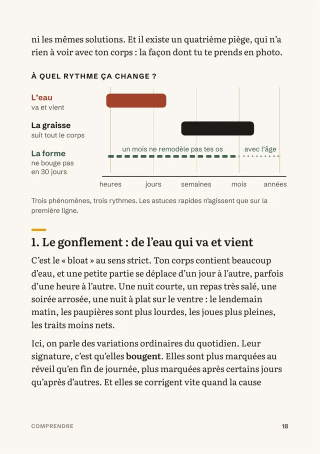 Page du livre : Eau, graisse, forme : à quel rythme ça change